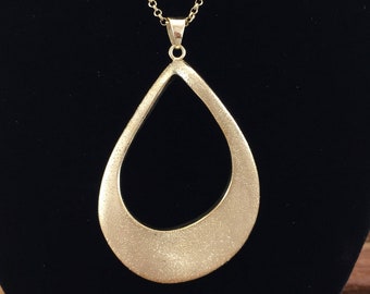 Charles Garnier 18K Sterling Teardrop Necklace Adjustable 18.5" 16.25" Pendant Gold 925 Silver Vintage Jewelry Anniversary Birthday Gift
