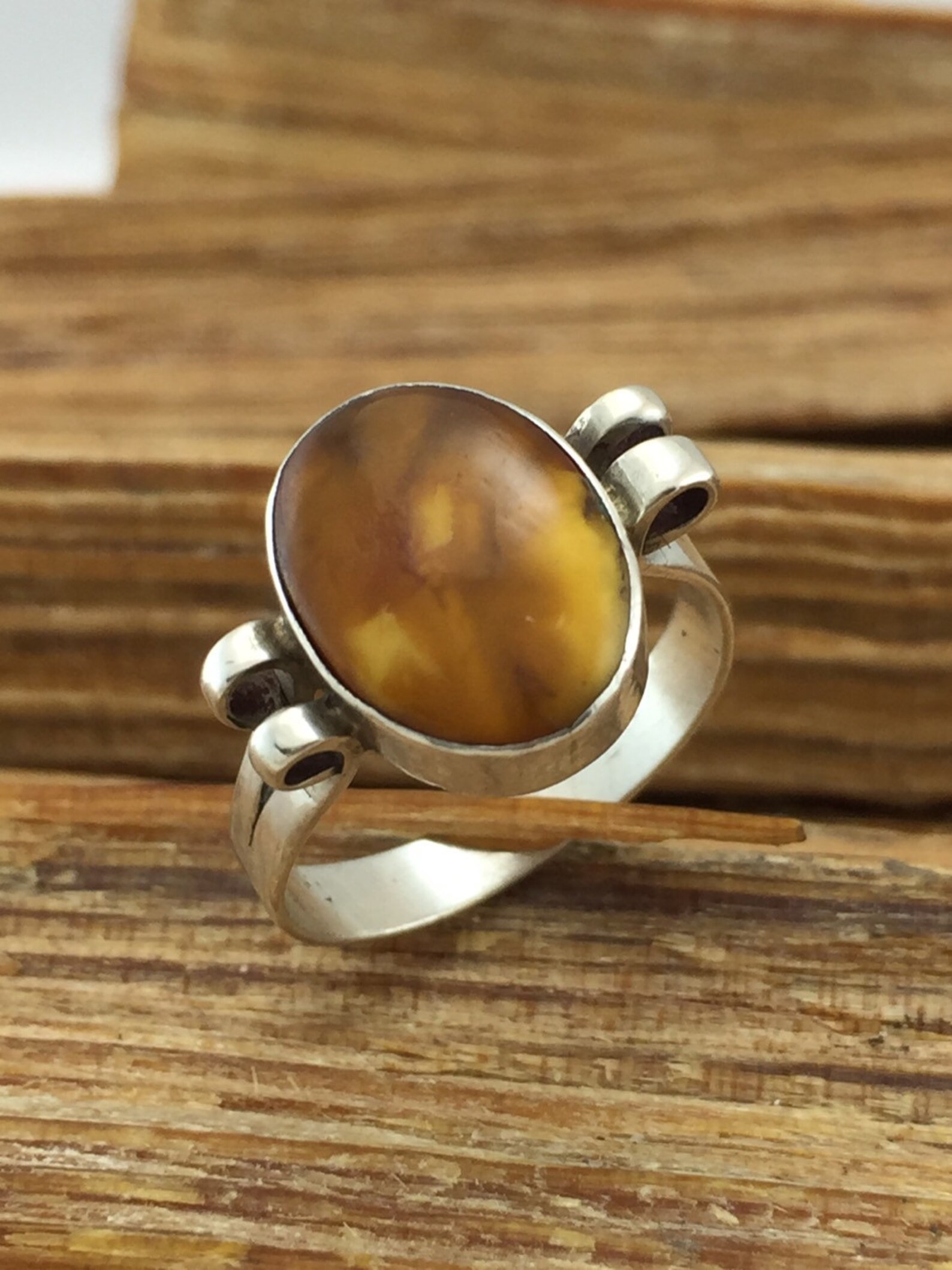 Amber Sterling Ring Butterscotch Baltic Sz 7 925 Silver Poland - Etsy