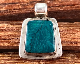 ATI Turquoise Sterling Pendant Mexico Mexican 925 Silver Vintage Southwestern Jewelry Birthday Anniversary Mother's Holiday Valentine's Gift