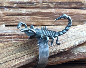 Scorpion Sterling Ring 3-D Sz 10 Men's Unisex Band 925 Silver Scorpio Spider Vintage Jewelry Southwestern Father's Birthday Christmas Gift