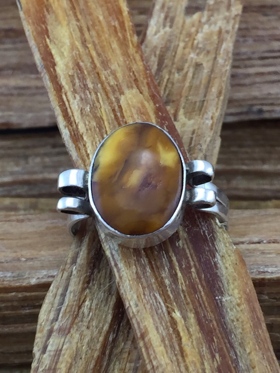 Sterling Silver Polish Gdansk Poland Designer Butterscotch Amber Ring –  QUEEN MAY
