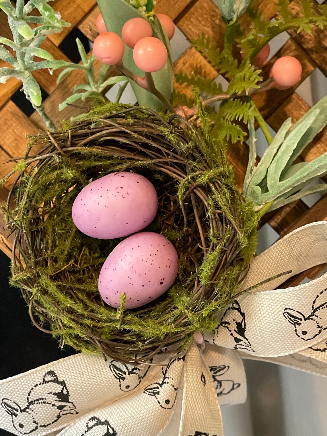 Farmhouse Tobacco basket Easter hanging arrangement Etsy