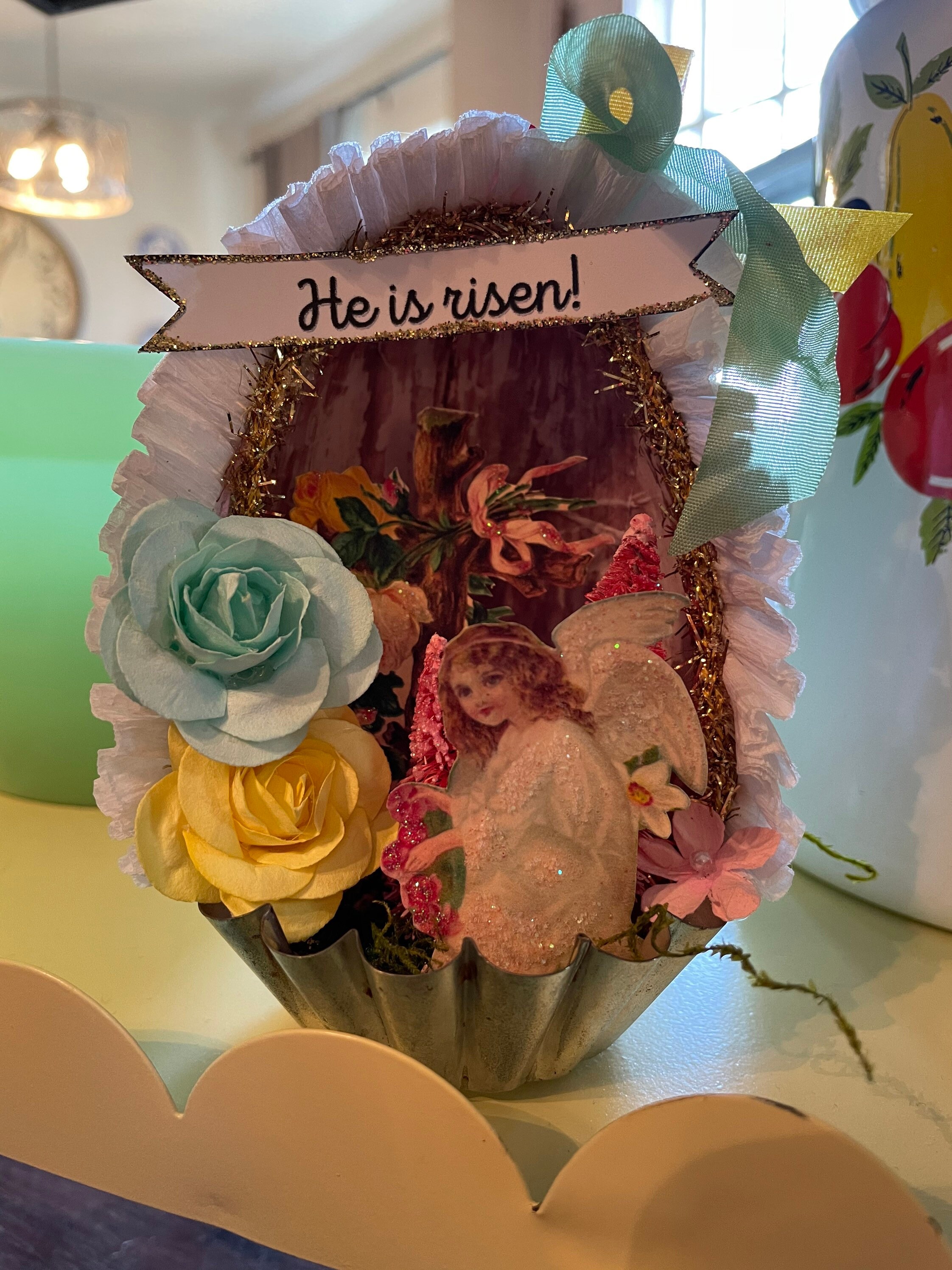 Vintageinspired Easter Egg Paper Mache Diorama Etsy