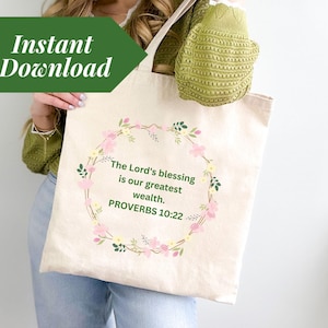 Cita cristiana de Proverbios 10:22 imprimible, Escritura floral (JPG, PNG, PDF)