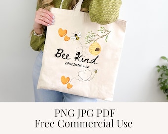 Bee Kind Sublimation Design Christian Bible Verse Art (Digital Download) PNG,JPG,PDF