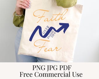 Faith Over Fear PNG Psalm 118:6 Wall Art Bible Verse Sublimation JPG PDF