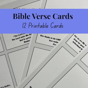 Juego de 12 tarjetas con versículos bíblicos de descarga instantánea, imprimibles en formato PDF y JPG (8,5 x 11 pulgadas), con arte de las Escrituras cristianas, para imprimir y cortar, para decorar e insertar en tarjetas.