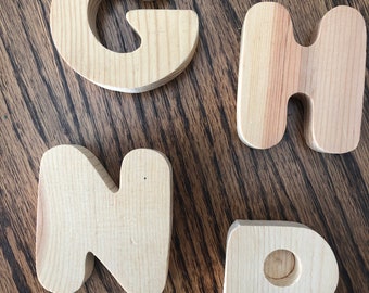 Alphabet wood lettering, 3" unfinished