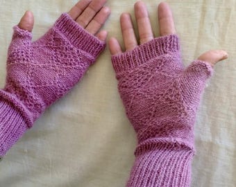 Naturally Dyed Alpaca Knitted Fingerless Gloves.