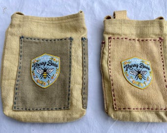 Friend of the Honeybee Naturally Dyed Book/Journal Bag Large and Small