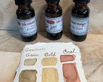 Colors of Nature - Mushroom Ink Sample Set for Calligraphy, Mixed Media, Art