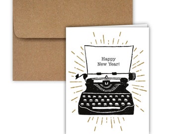 Happy New Year Typewriter Christmas Cards