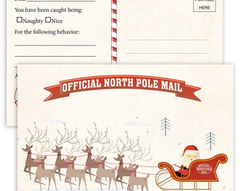 Santa Mail Postcards You've Been Caught Being Naughty or Nice - 25 pack