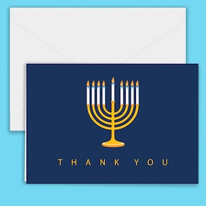 Hannukah Menorah Thank You Note Cards - Etsy