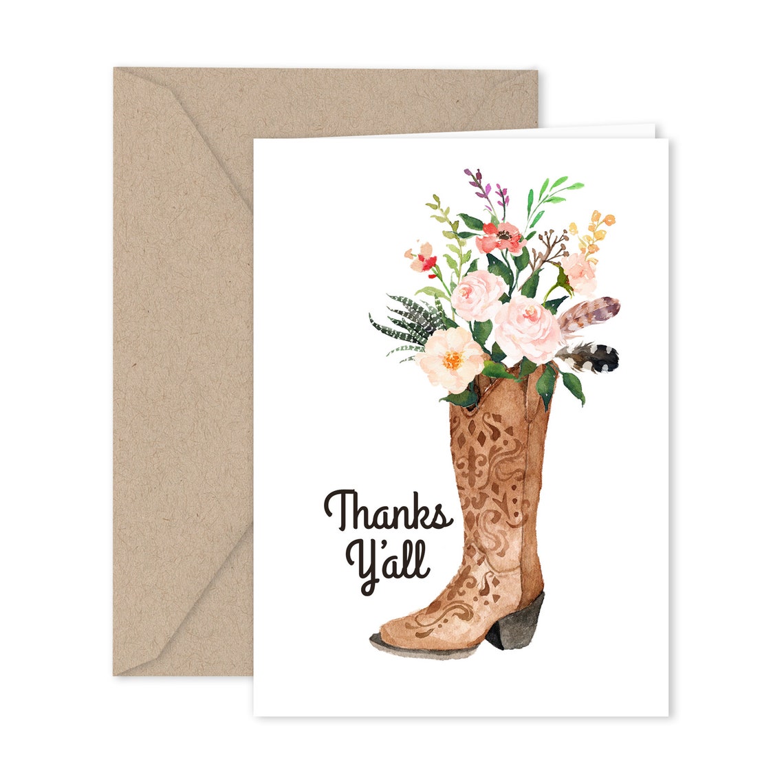 Western Thanks Y’all Thank You Note Cards | Etsy