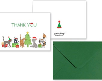 Christmas Kitty Cats Holiday Thank You Note Cards