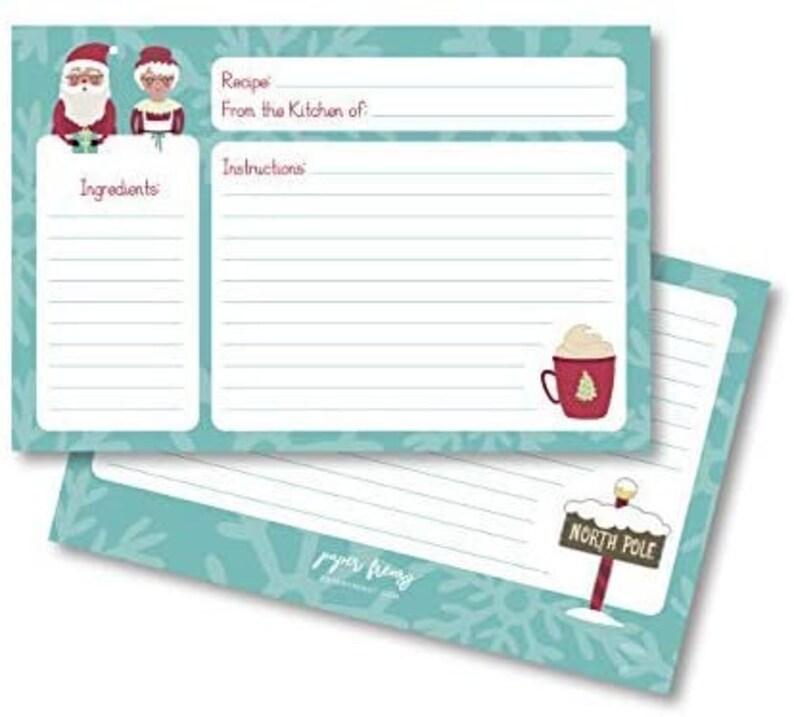 North Pole Santa and Mrs. Claus Christmas Holiday Recipe Cards Etsy