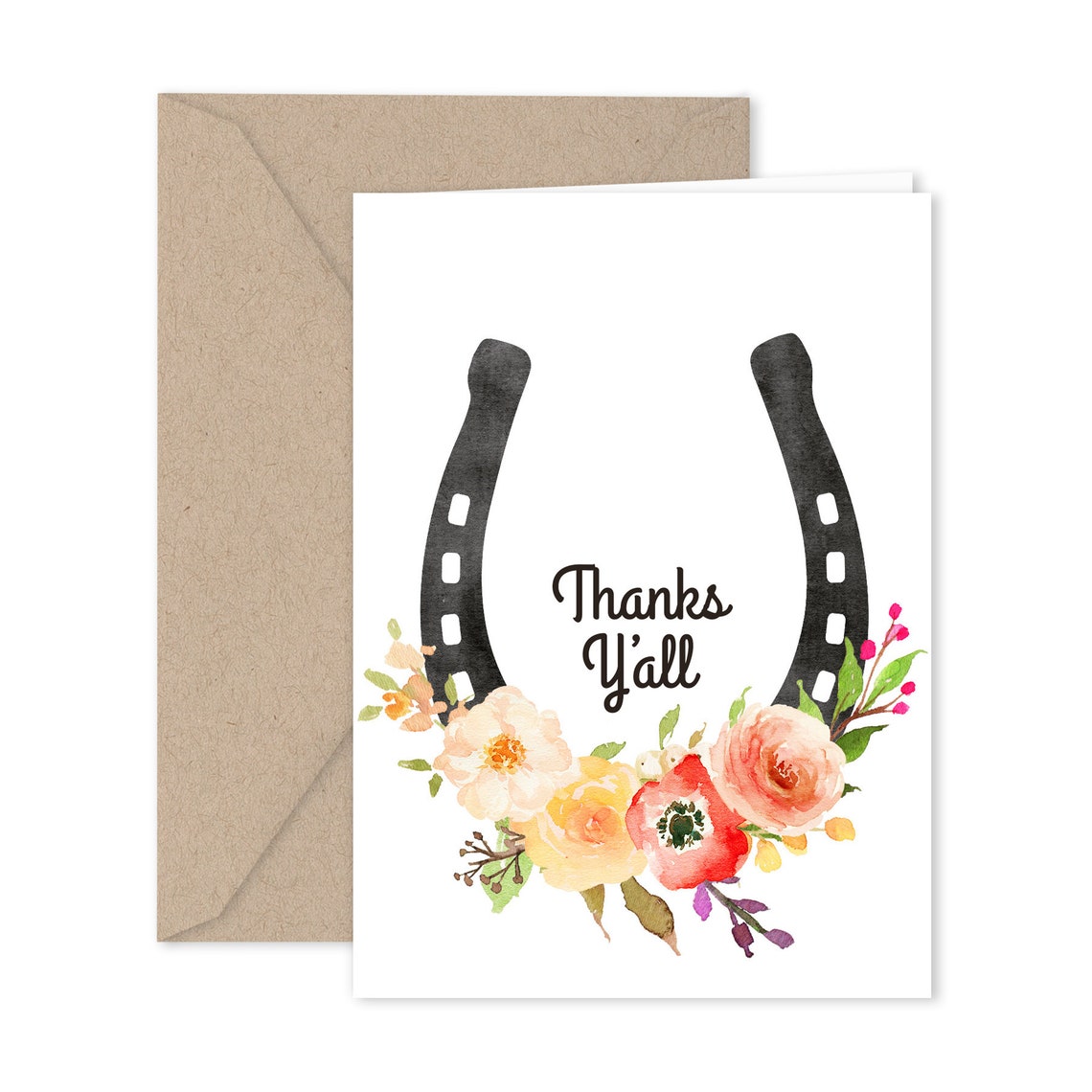 Western Thanks Y'all Thank You Note Cards | Etsy