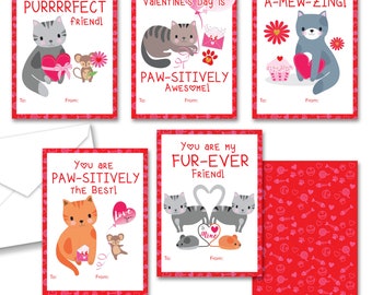 Paper Frenzy Cat Kitten Themed Valentines - 25 pack