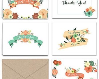 Vintage Floral Banners Thank You and Greeting Notes