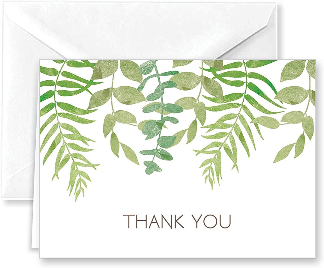 Elegant Ferns Thank You Note Cards and Envelopes - Etsy