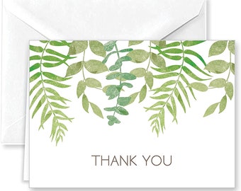 Elegant Ferns Thank You Note Cards and Envelopes