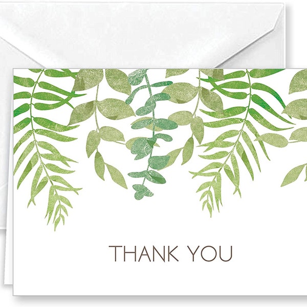 Elegant Ferns Thank You Note Cards and Envelopes