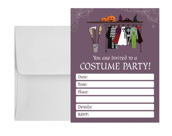 Costume Party Write In Invitations and Envelopes - 25 pack