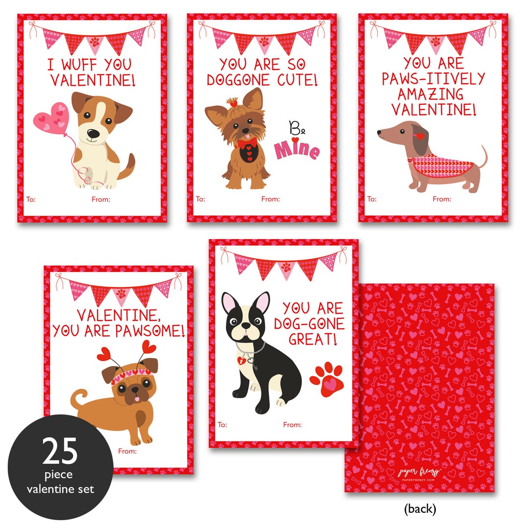 Paper Frenzy Dog Themed Valentine Cards Etsy