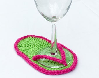 Flip Flop Coaster Crochet Pattern - Wine Glass Coaster Crochet Pattern - Flip Flop Crochet Pattern - DIY Flip Flop Coaster - PDF