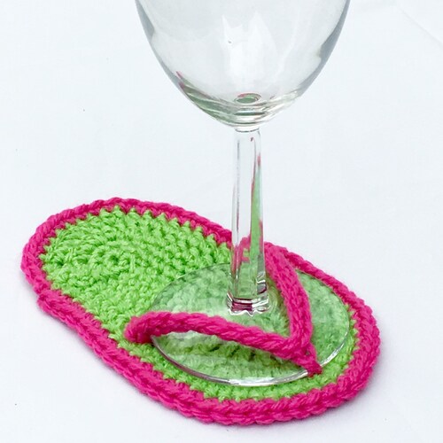 Flip Flop Coaster Crochet Pattern Wine Glass Coaster Crochet Etsy