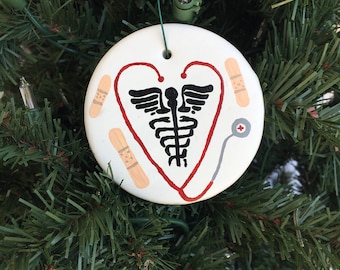 Nurse And Doctor Christmas Ornament - Personalized Medical Christmas Ornament - Christmas Gifts for Doctors - Christmas Gifts for Nurses