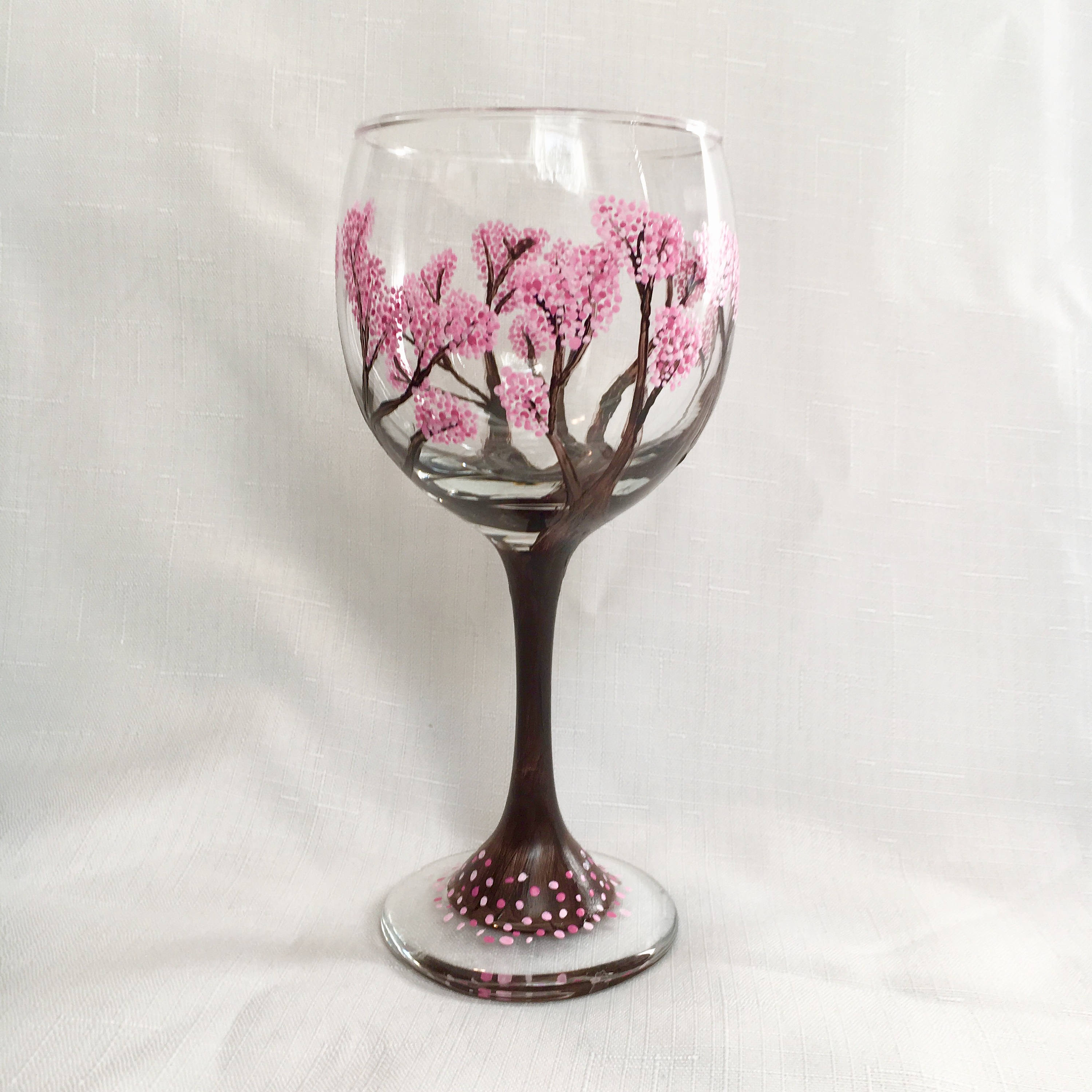 Cherry Tree Wine Glass - Cherry Blossom Wine Glass - Pink Wine
