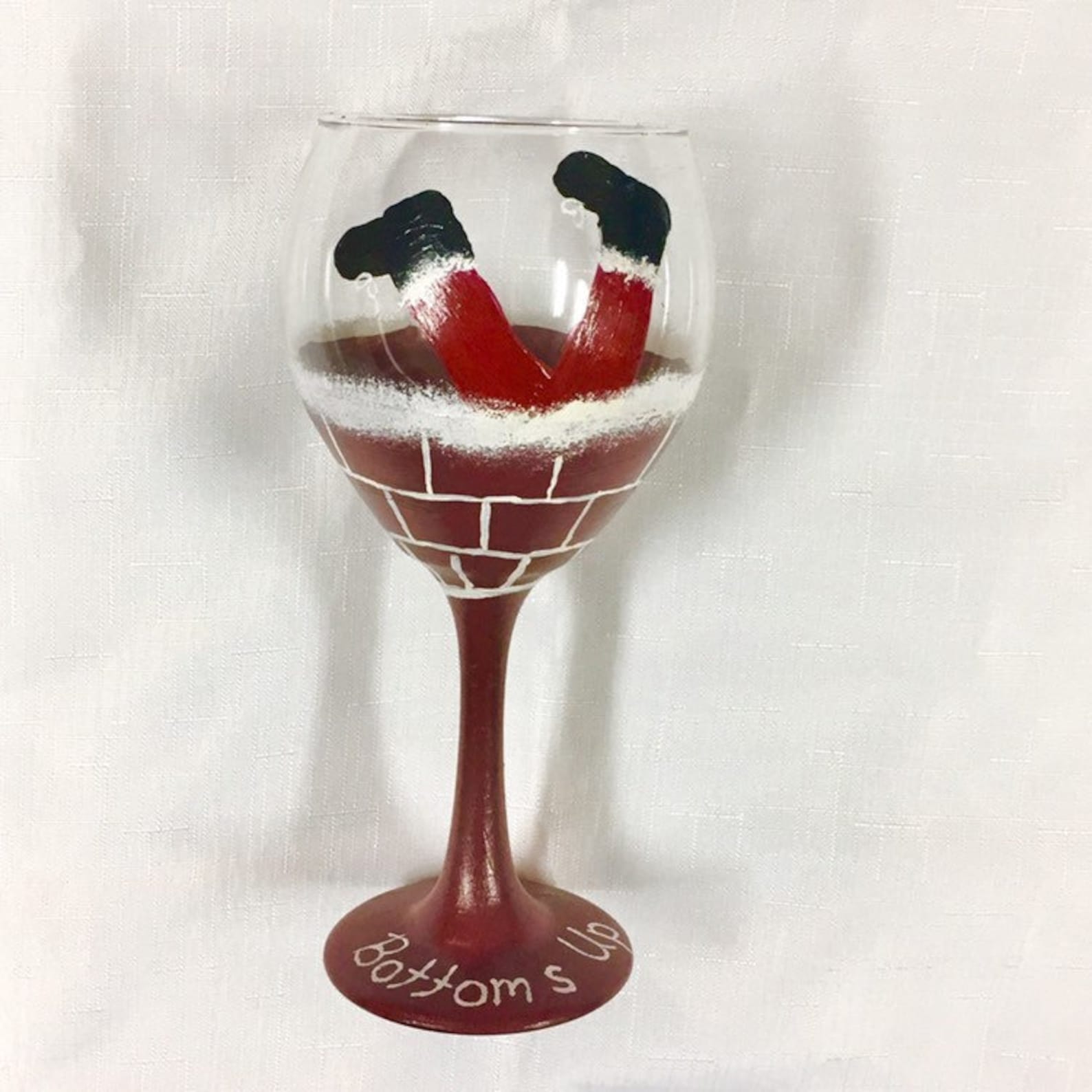 Santa Claus Bottoms up Wine Glass Funny Santa Wine Glass Etsy