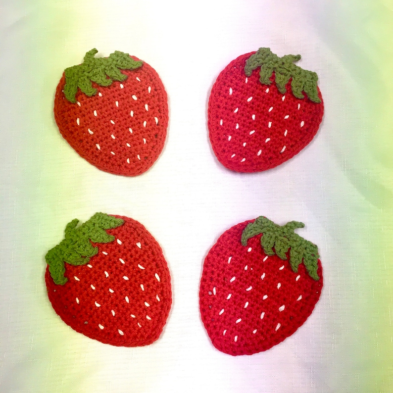 Custom -Strawberry Mug Rug Strawberry Decor Red and White Strawberry Coaster Gifts for Strawberry Lovers Strawberry Coasters Set of Four
