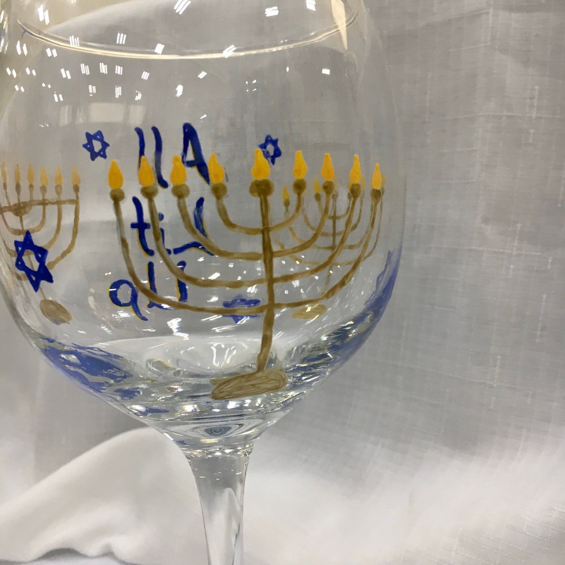 Hanukkah wine glasses