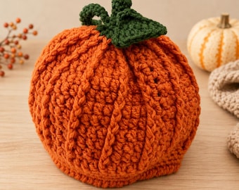 Crochet Pumpkin Hat, Baby Pumpkin Beanie, Newborn Photo Prop, Halloween Costume Hat, Fall Baby Hat, Adult Pumpkin Hat, Pumpkin Beanie