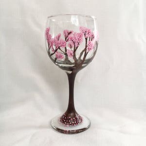 Cherry Tree Wine Glass -  Cherry Blossom Wine Glass - Pink Wine Glasses - Large Wine Glass - Personalized - Gifts for Her