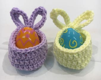 Mini Easter Bunny Baskets - Set of 10 - Crochet Easter Basket - Handmade Easter Basket - Gifts for Easter - Small Easter Baskets