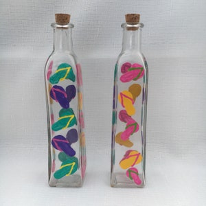 Flip Flops Oil and Vinegar Bottles - Hand Painted Oil Cruets