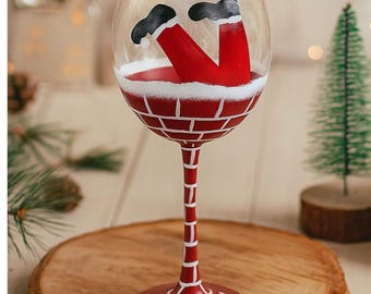 サンタクロースがワイングラスを飲み干す - おもしろサンタワイングラス - クリスマスユーモア - ワインギフト - サンタクロースワインタンブラー
