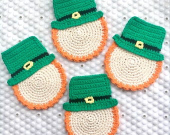 Leprechaun Coasters - St. Patrick’s Day Coasters - Leprechaun Mug Rug, St. Patrick’s Decor, Set of 4, St. Patrick’s Day Gifts - Irish Gifts