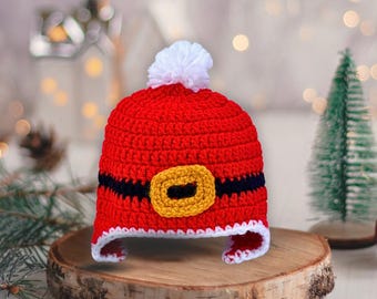 Hand Crocheted Santa Hat: Custom Christmas Beanie with Belt