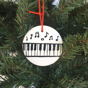 Personalized Piano Christmas Ornament - Music Ornament - Gifts for Music Lovers - Music Teacher Gifts - Hand Painted - Music Christmas Gifts