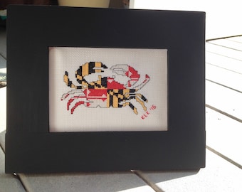 Maryland Flag Crab Cross Stitch Pattern- Maryland Flag - Blue Crab Cross Stitch Chart - DIY - Digital Embroidery Pattern - PDF