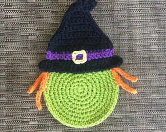 Witch Coaster Crochet Pattern - Witch Crochet Pattern - Halloween Crochet Pattern - DIY Halloween Decor - DIY Witch