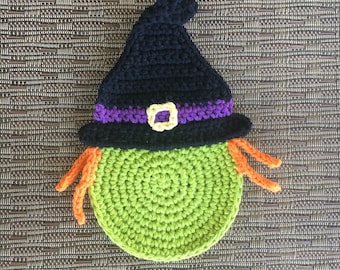 Witch Coaster Crochet Pattern - Witch Crochet Pattern - Halloween Crochet Pattern - DIY Halloween Decor - DIY Witch