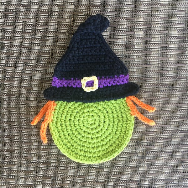 Witch Coaster Crochet Pattern - Witch Crochet Pattern - Halloween Crochet Pattern - DIY Halloween Decor - DIY Witch