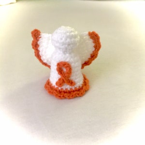 MS Awareness Angel Figurine - Crochet Orange Ribbon Ornament - Chronic Illness Support Gift - Multiple Sclerosis Memorial Gift
