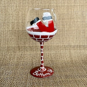 Santa Claus Bottoms Up Wine Glass - Funny Santa Wine Glass - Christmas Humor - Wine Gifts - Santa Claus Wine Tumbler